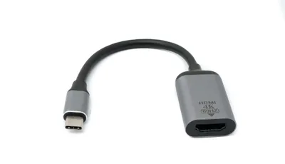 Produktbild von SYSTEM-S HDMI Kabel 15 cm 4K Standard Buchse zu USB 3.1 Typ C Stecker Adapter in Grau
