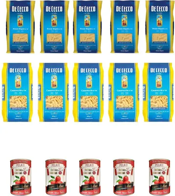 Produktbild von 5x De Cecco Casareccia n.88 500G + 5x De Cecco Penne Rigate n. 41 + Italian Gourmet 100% italienische geschälte Tomaten dosen 5x 400g