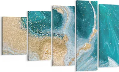 Produktbild von Bild auf Leinwand - Leinwandbild - 5 Teile - Golden Türkis Hintergrund - 100x60cm - Wand Bild - Wanddeko - Wandbilder - Leinwanddruck - Bilder - Wanddekoration - Leinwand bilder - EG100x60-4969
