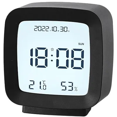 Zdjęcie produktu dla Verk 27441 Zegar z termometrem i higrometrem 7,8 x 8,3 x 4 cm, czarny