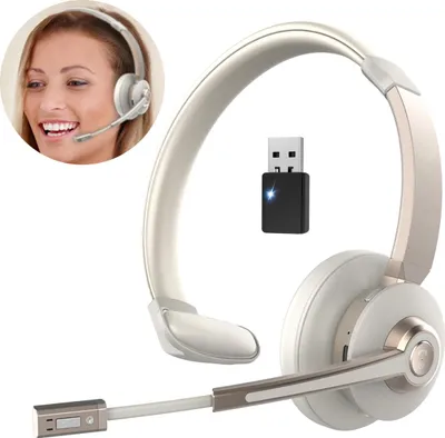 Produktbild von Bluetooth-Kopfhörer mit Stummschaltfunktion, 28h Laufzeit – kompatibel mit Smartphone & PC für Büroalltag