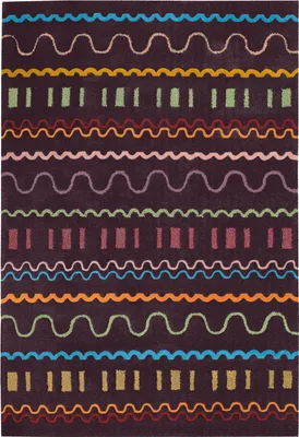 Immagine prodotto di Tappeto a pelo corto Padiro Design, 170 x 240 cm, color lilla, motivo geometrico moderno, adatto per pavimenti riscaldati, realizzato in modacrilico, poliestere e cotone