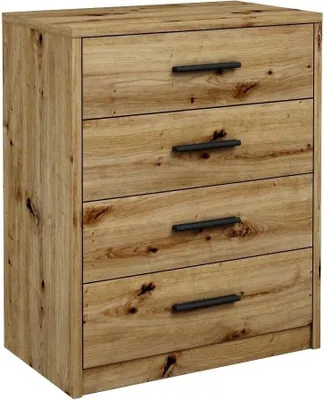 Produktbild von MATKAM Schubladen-Kommode Bodo 4S in moderner Optik, B60xH75xT35 cm, laminierte Möbelplatte, mit Rückwand, 4Schubfächer (Artisan Eiche)