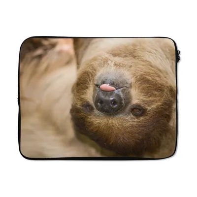 Produktbild von MuchoWow® Laptop Hülle 17 Zoll Laptoptasche Ein Faultier liegt schlafend mit heraushängender Zunge - Zipper - Schutzabdeckung