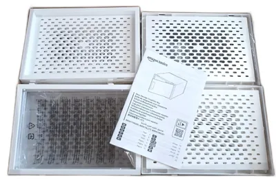 Produktbild von Amazon Basics Schuhaufbewahrungsbox 12 Stück groß stapelbar faltbar transparent