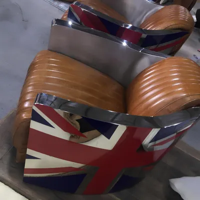 Produktbild von Echtleder Vintage Ledersessel Designsessel Rocket Union Jack Vintage Cigar