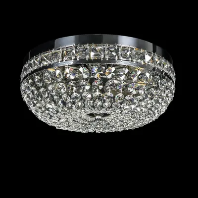 Produktbild von Casa Padrino Luxus Barock Kristall Deckenleuchte Silber Ø 40 x H. 17 cm - Prunkvolle Messing Deckenleuchte mit böhmischem Kristallglas - Barock Möbel - Edel & Prunkvoll