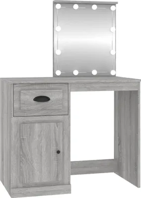 Obrázok produktu pre vidaXL Toaletný stolík s LED diódami Grey Sonoma 90x50x132,5 cm odvodený výrobok z dreva