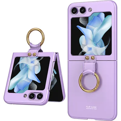 Obrázek produktu pro Tenké matné pouzdro na Samsung Galaxy Z Flip 5, tvrdého PC krytem s kroužkovým držákem Fialová