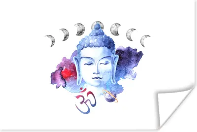 Produktbild von MuchoWow® Poster Buddha - Kopf - Mond 60x40 cm - Schlafzimmerdekoration
