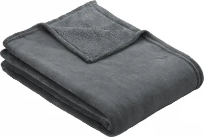 Zdjęcie produktu dla Koc Ibena Olbia 150 x 200 cm – jednokolorowy koc polarowy w kolorze antracytowym, miękki i przytulny koc na kanapę