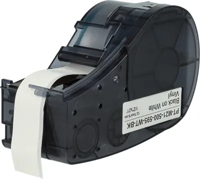 Produktbild von vhbw Schriftband-Kassette Ersatz für Brady M21-500-595-WT für Etiketten-Drucker 6,4m x 12,7mm Schwarz auf Weiß, Vinyl