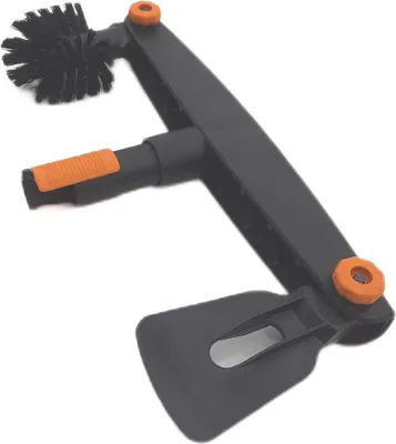 Image de Nettoyeur de gouttières Fiskars : brosse-grattoir, largeur 4,5 cm, noir et orange, QuikFit 1001414tt t