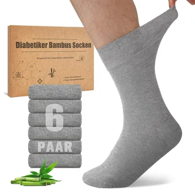 Imagen del producto de Conjunto de 6 pares de calcetines para diabéticos de bambú, sin goma elástica