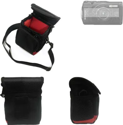 Produktbild von K-S-Trade Kameratasche Fototasche Umhängetasche Schultertasche Zubehör Tasche Schutz Hülle kompatibel mit OM System TG-7 mit Zusatzfach und