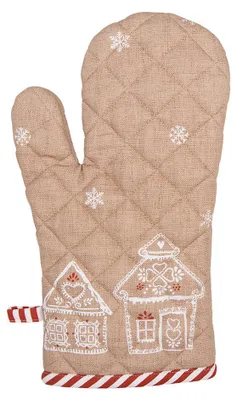 Produktbild von Clayre & Eef Ofenhandschuh 18x30 cm Braun Baumwolle Lebkuchenhaus