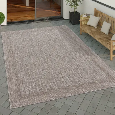 Produktbild von Outdoor Teppich Flachgewebe in Sisal-Optik mit Bordüre UV-beständig robust Grösse 80x150 cm