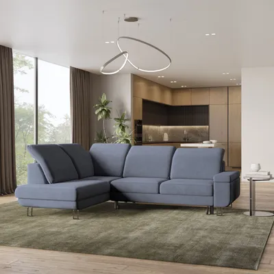 Zdjęcie produktu dla Masseno Narożnik LERMA R-S z funkcją spania i pojemnikiem na pościel Kształt L, Rozkładana sofa, Rogówka - Szary, MONOLITH 85