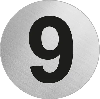 Produktbild von Türnummer Zimmernummer aus Edelstahl "9" Ø 60 mm selbstklebend