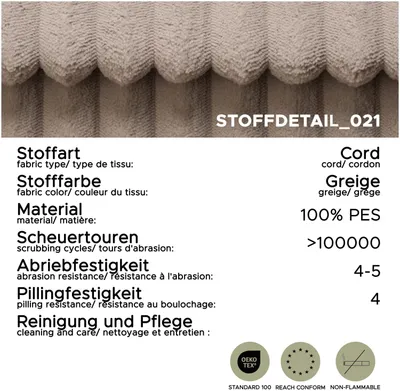Productafbeelding van xonox.home Grubs slaapbank, 3-zits, grijs-beige, afmetingen: 225x96x93 cm