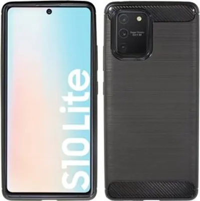 Produktbild von cofi1453® Silikon Hülle Bumper Carbon kompatibel mit SAMSUNG GALAXY S10 LITE (G770F) Case TPU Soft Handyhülle Cover Schutzhülle Schwarz