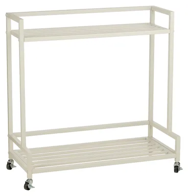 Image de Étagère à plantes sur roulettes Mica Decorations Greenrax - Support pour plantes d'intérieur, plantes d'extérieur ou outils de jardinage - Étagère à plusieurs niveaux pouvant servir de soucoupe pour plantes - 80 x 35 x 81 cm - Fer - Blanc cassé
