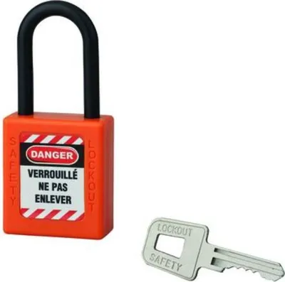 Image de Cadenas de consignation LOTO Lockout Tagout 40 mm anse nylon Ø 6 x 38 mm orange