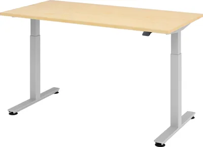 Produktbild von bümö Schreibtisch elektrisch XMST - Nachbildung Ahorn, Gestell: Silber, Größe:  160 x 80 cm