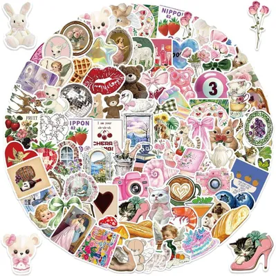 Immagine prodotto di Adesivi retro autoadesivi, 100 pezzi, rosa, per scrapbooking