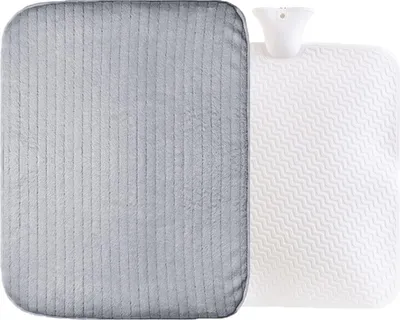 Produktbild von XXXL Wärmflasche groß 9 Liter mit Bezug, Grau und Weiches Fleece Wärmflaschenbezug, zur Schmerzlinderung Nacken Schultern Füße Handwärmer