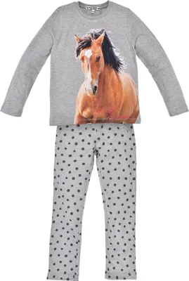 Produktbild von BONDI Mädchen Pyjama "Only Love" 36220 | Grey Melange Größe: 110