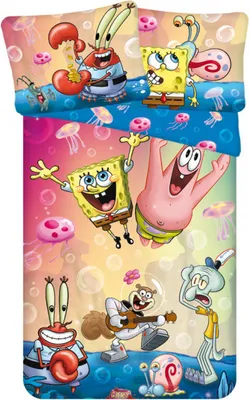 Obrázek produktu pro Dětské povlečení z mikrovlákna SPONGEBOB PARTY barevné Rozměr povlečení: 70 x 90 cm | 140 x 200 cm
