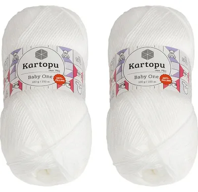 Produktbild von SET 2pcs - Garn BABY ONE - 100g / 250 m - Weiß