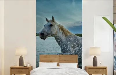 Produktbild von Wasserfall-Pferde-Wandtapete, Wasserfall-Muster, 120 cm Breite x 240 cm Höhe