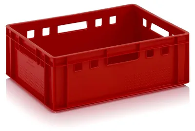 Produktbild von Fleischkiste E2 60x40x20 in rot mit Zollstock