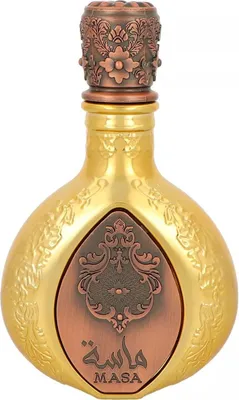 A perfume bottle with ornate detailing.