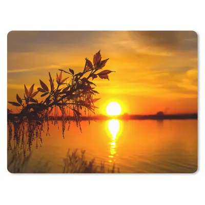 Produktbild von MuchoWow® Mauspad Mousepad Sonnenuntergang - Wasser - Pflanzen - Orange 23x19 cm - Mousepads - Maus Mat - Pad - Mausunterlage - Schreibtischunterlage - Mauspad