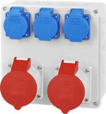 Produktbild von Baustromverteiler Wandverteiler 2x 16A 5-polig 400V CEE 3x 230V Bals Schuko Steckdosen IP65