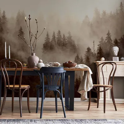 Produktbild von Vlies Fototapete - Mountain Forest (Sepia) 350x245 cm Landschaften c-B-0533-a-c