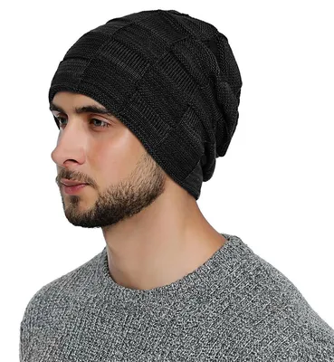 Produktbild von DonDon Herren Wintermütze Beanie mit Teddyfleece - schwarz grau