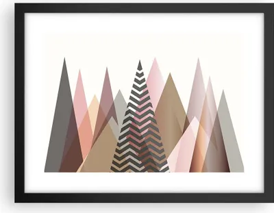 Produktbild von Gerahmtes Poster - Schwarzer Rahmen - Berge Dreiecke Abstraktion - 40x30 cm - Wand Bild - Wanddeko - Wandbilder - Kunstposter - Wandposter - Bilderrahmen - Bilder - Kunstdruck - P2BAA40x30-4402