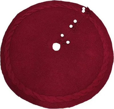 Produktbild von Weihnachtsbaumdecke 122 cm, Rot Gestrickter mit 6 Schneebällen
