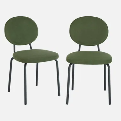 Produktbild von sweeek - 2er-Set Vintage-Stühle aus Metall mit Stoffbezug - Khaki