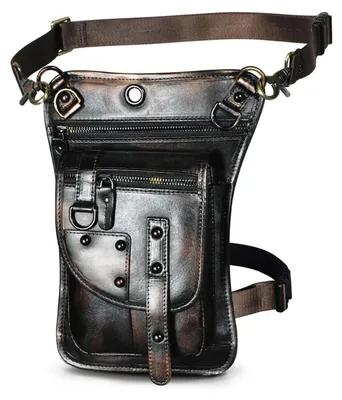 Immagine prodotto di Borsa in pelle da uomo, marsupio da cintura, borsa da coscia, 17x3,5x28 cm, colore: caffè scuro
