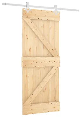 Image de Porte coulissante vidaXL, finition naturelle et blanche, 85 x 210 cm, pin massif