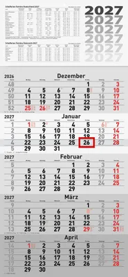 Produktbild von rido/idé 7033520007 5-Monatskalender 2027 grau, 300×630 mm
