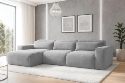 Produktbild von AX LIVING Wohnlandschaft mit Schlaffunktion Ruyam Schlafsofa Hellgrau L