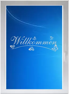 Produktbild von INDIGOS UG - Willkommen - Farbe: silberfein satiniert - 96x30 cm - Sichtschutzfolie - Fensterfolie - Glasdekorfolie - für die Küche, Willkommen ans Fenster