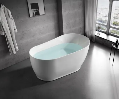 Produktbild von Weiße Halbrunde Acryl Badezimmer  Badewanne Oval Standwanne