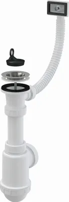 Produktbild von Alcadrain Spülbeckensiphon mit einem Edelstahlgitter DN 70 und einem Flexiwasserüberlauf